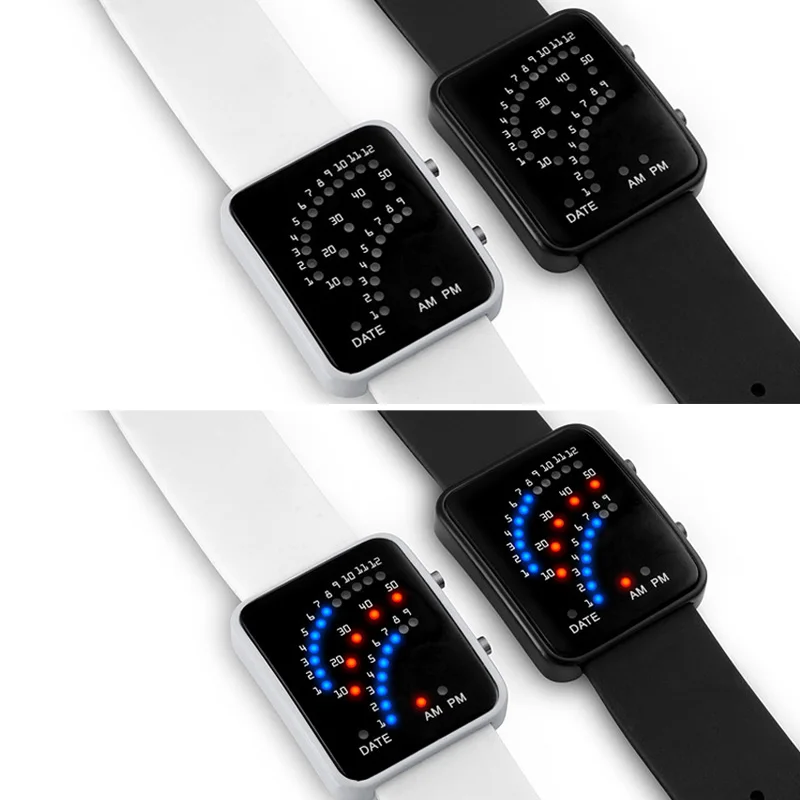 Светодиодные электронные наручные часы сектор бинарные цифровые