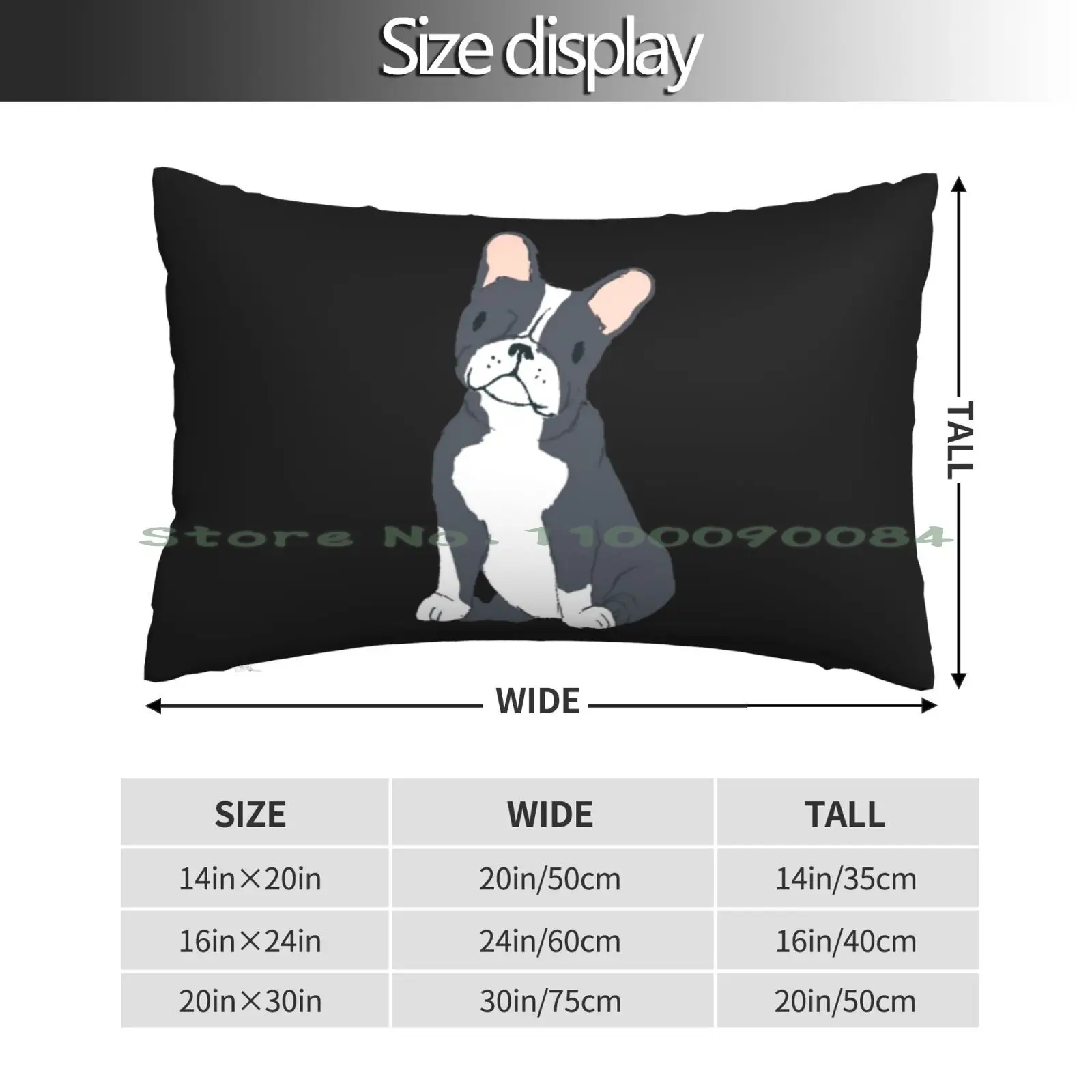 Черно-белый чехол Boston Terrier с подушкой в акварельном стиле 20x30 50*75 |