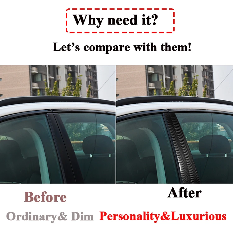 

Hi-end Real Carbon Fiber Window Pillars A B C Pillar Panel Decorative Frame Cover Stickers Interior Moulding For Audi Q7 SQ7 4M