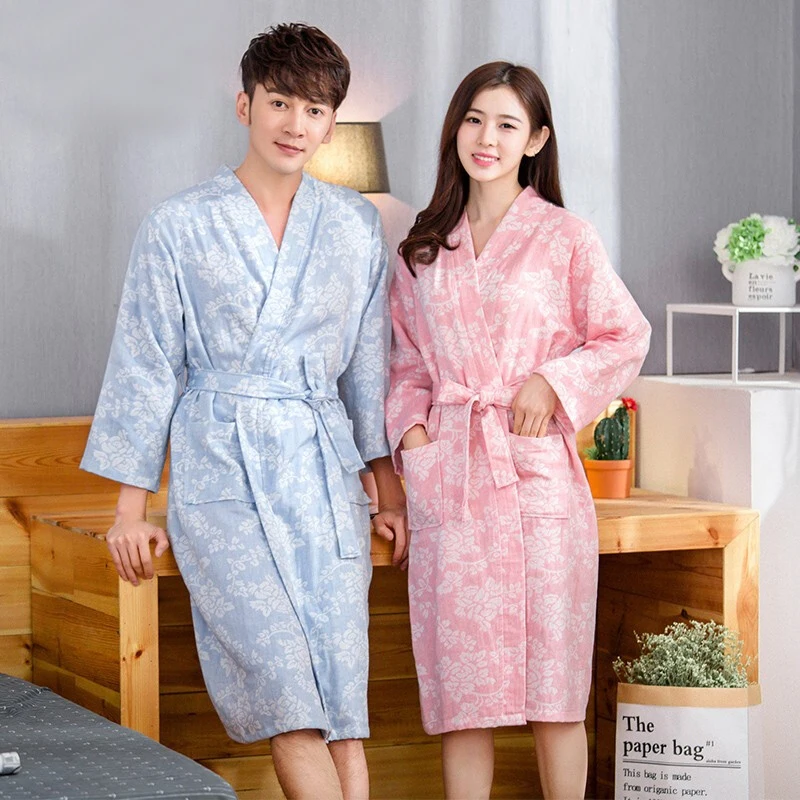 100% хлопок двойная Дека искусственная кожа Сексуальный банный халат женская