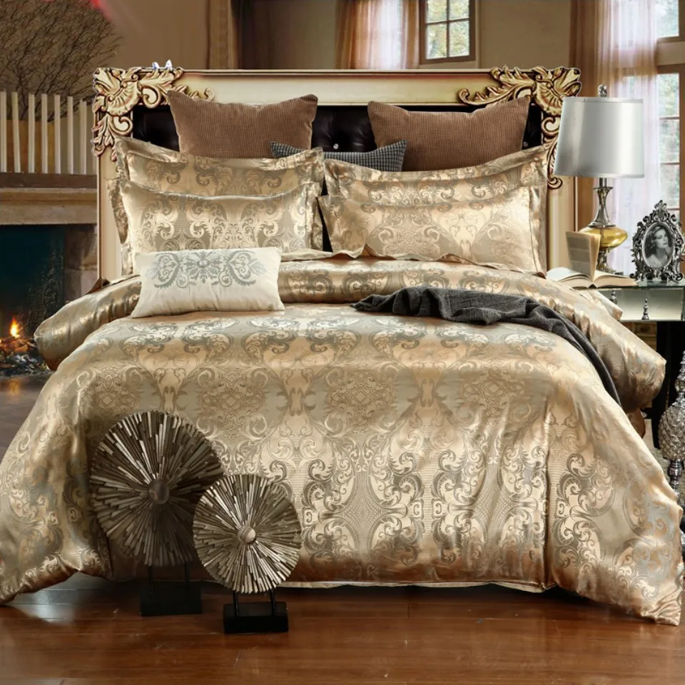 

Comforter Set Luxury Home Textile Comfortable Bedding Set Solid Color Bed Linens Duvet Cover Set Quilt Cover Jacquard Sheet 4pcs