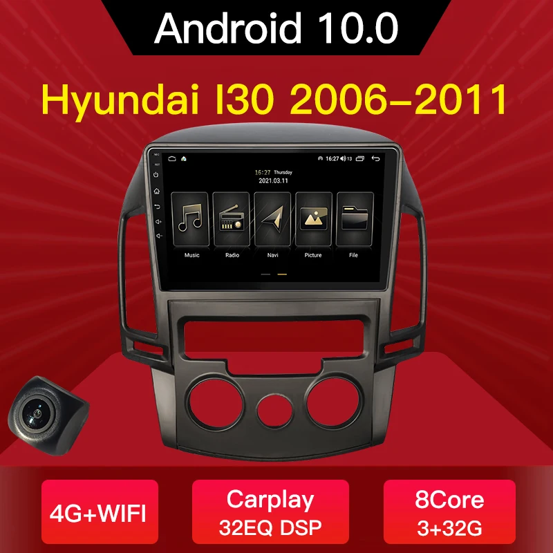 Автомагнитола RKD для Hyundai I30 мультимедийный проигрыватель 2 Din на Android 2006 с