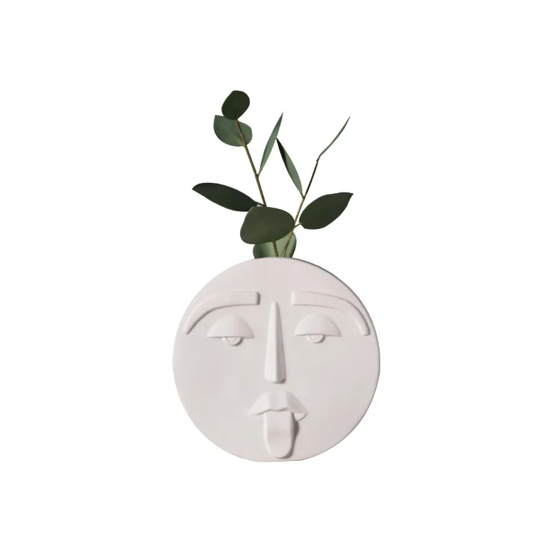 

Nordic Creative Abstract Ceramic Face Vase Living Room Flower Arrangement Model Room Home Art