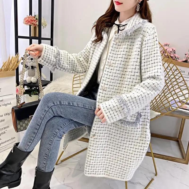 

Women Autumn Winter Faux Mink Fur Coat Female Tassel Long Casual OverCoats Ladies Thick Warm Fashion Sweater Cardigans Y179