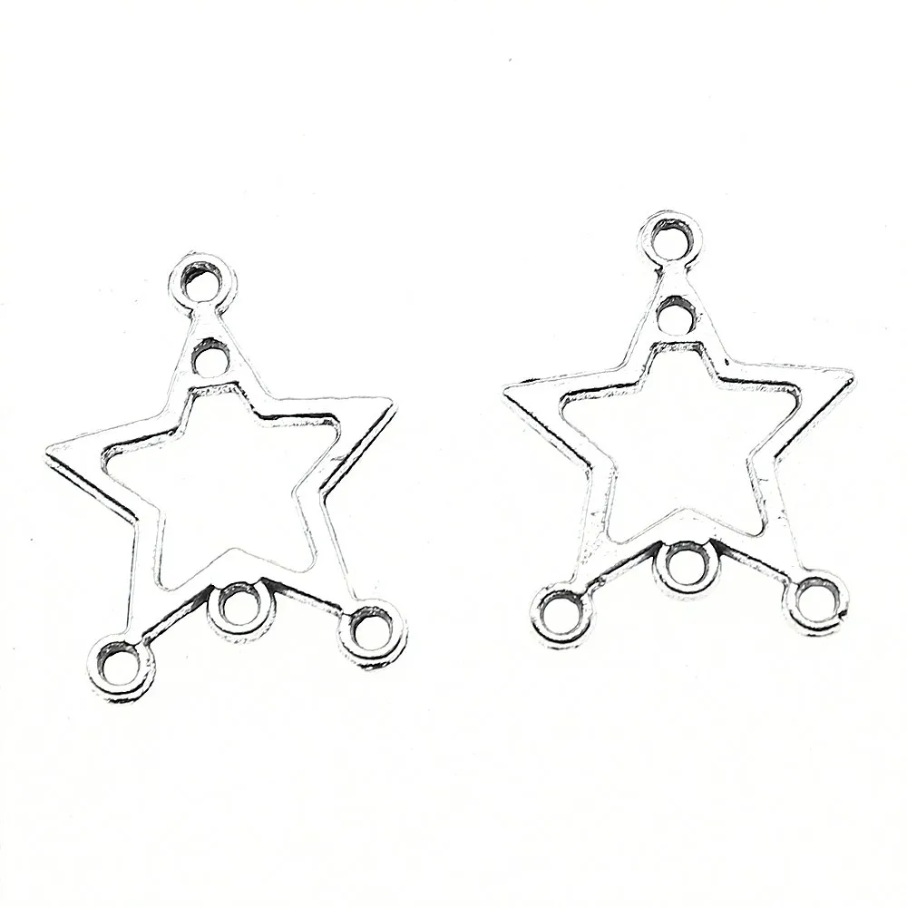 

30pcs 19x14mm Antqiue Silver Color Porous Earring Connectors Star Earring Connectors For Jewelry Making Finding