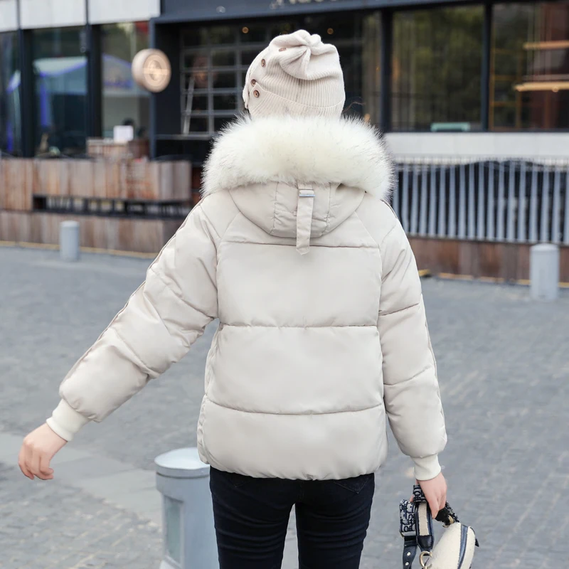 short parka women 2020 winter solid thick jacket plus size hooded with fur collar loose casual coat femme chaqueta mujer | Женская
