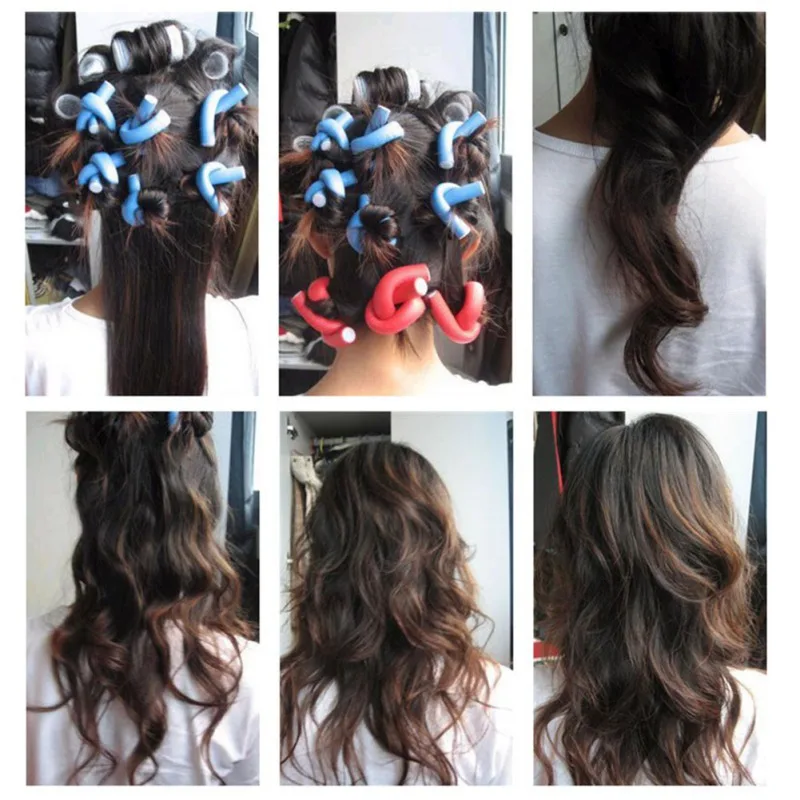 

Hair Curling Curler Magic Air Hair Rollers Soft Foam Bendy Twist Magic Flexi Rods Styling Hair Sticks Tool Random Color Flexible