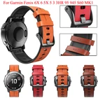 Ремешок из натуральной кожи для наручных часов Garmin Fenix 6 6X 5X 5 3 3HR Forerunner 935 945, быстросъемный силиконовый браслет, 26 22 мм