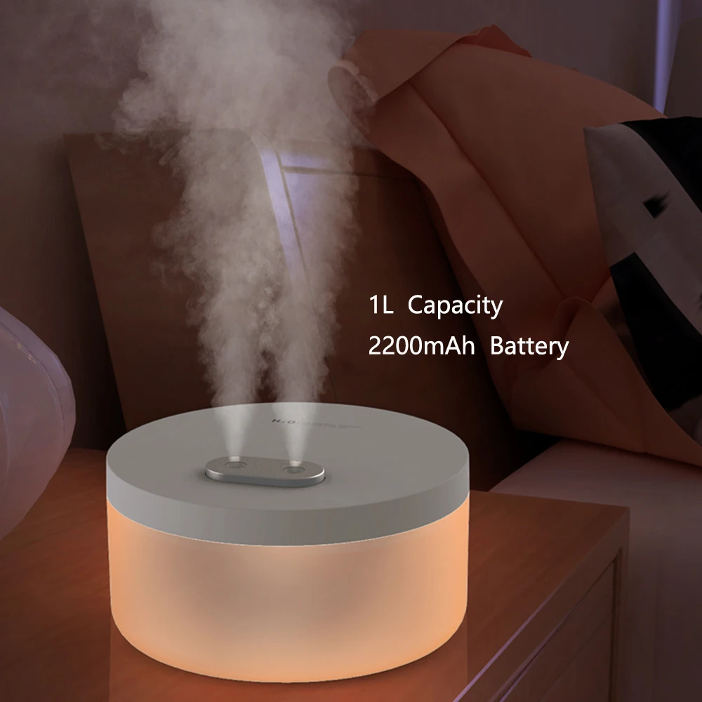 Увлажнитель воздуха ультразвуковой с двойным распылителем 2200 мАч 1 л | Бытовая