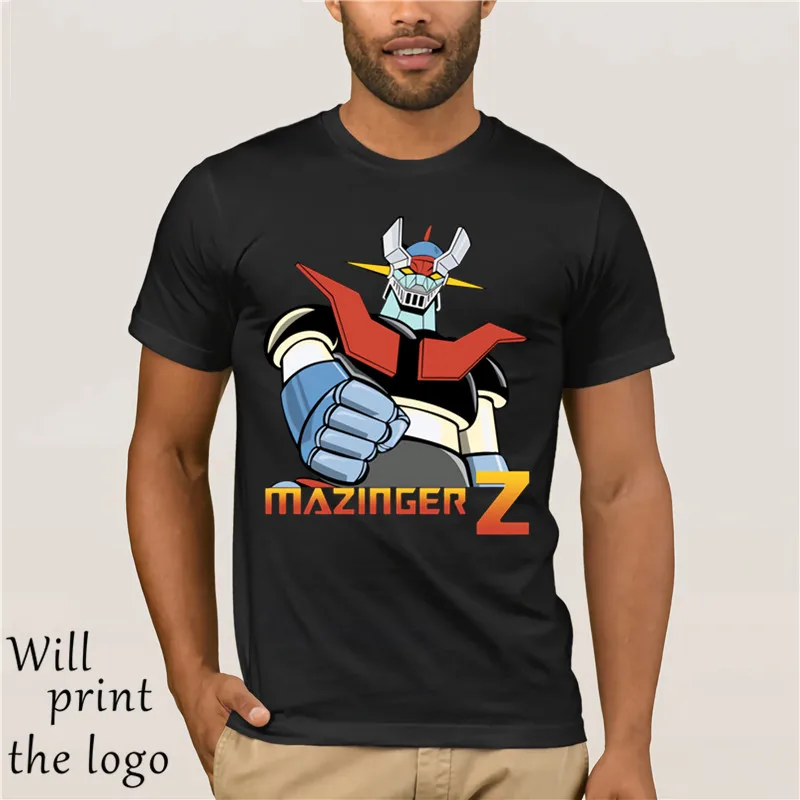 Мужская футболка с рисунком из аниме Mazinger Z модные черные топы изображением воина