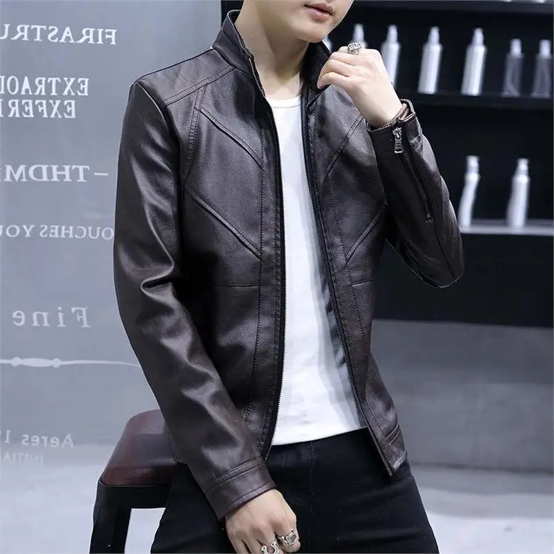 Новинка хит продаж модные мужские кожаные куртки для мужчин пальто бренд