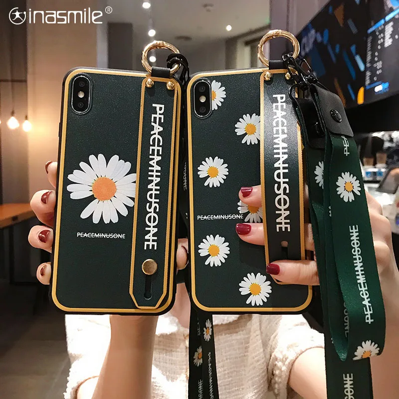 Pretty Case For iphone 7 8 plus 6 6s X Xs max XR 12 11 pro SE 2020 cover Soft TPU Wrist Strap Phone Holder coque | Мобильные