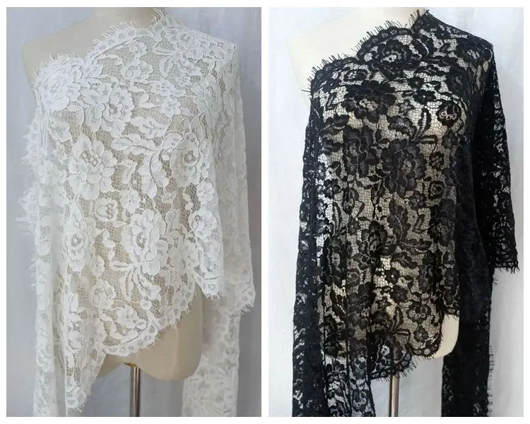 3 м/лот французская кружевная ткань для ресниц белая черная костей свадебное