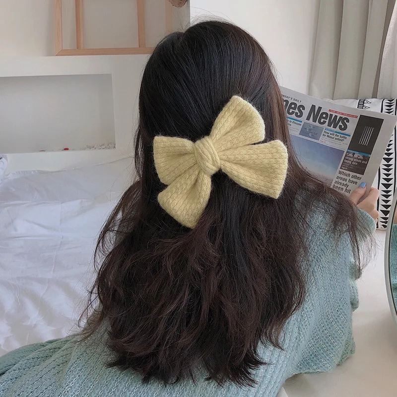 

Headbands for Women Crab Hair Clip 2020 New Wool Knitted Big Bow Back Head Hairpin Clip Headdress Hair Accessor for Hair