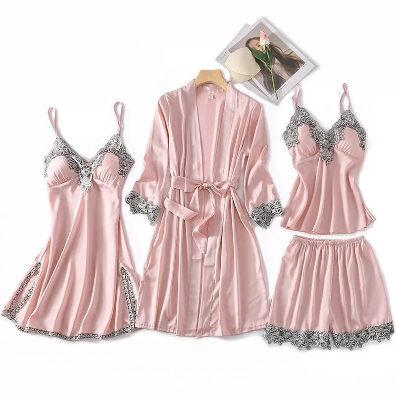 Халат-кимоно Женский пикантный атласный комплект для дома пижама мягкий