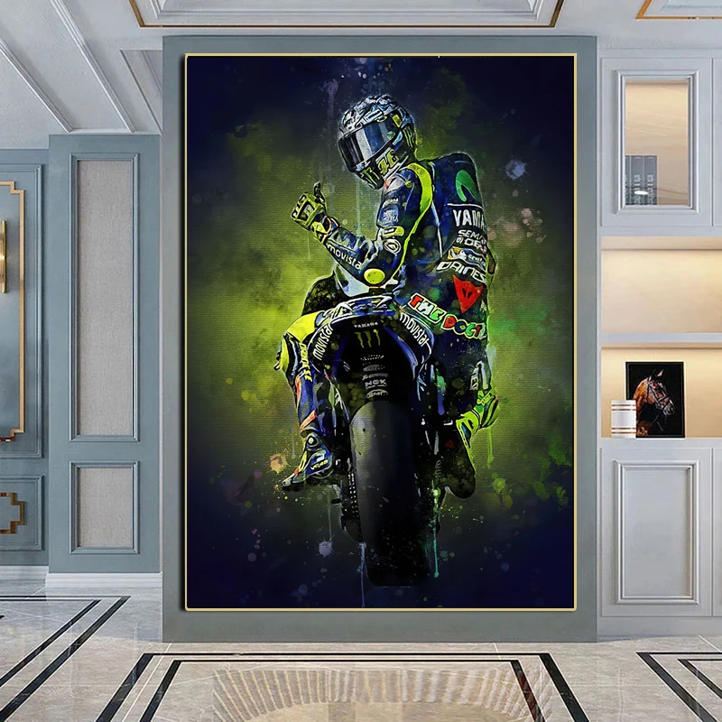 Плакат Valentino Rossies портрет эскиз плакаты и принты мотоцикл акварель масляная