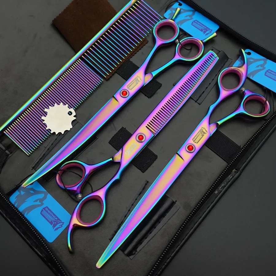 Профессиональные ножницы для груминга домашних животных набор из 8 изогнутых и