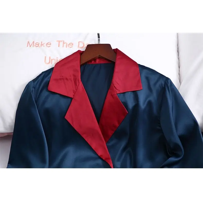 Satin Comfortable Pajamas Print Fashion Women Long Sleeve Trousers Simulation Silk Printing Women's Pajamas Set