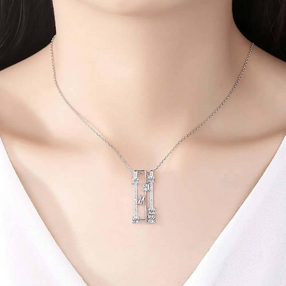 

FXLRY New Arrival White CZ Pendant & Necklaces for Trendy Women Dating Fashion Jewelry