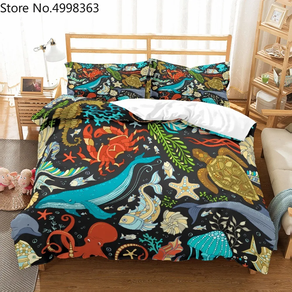 2/3 шт. набор пододеяльников с изображением морских животных дельфин осьминог