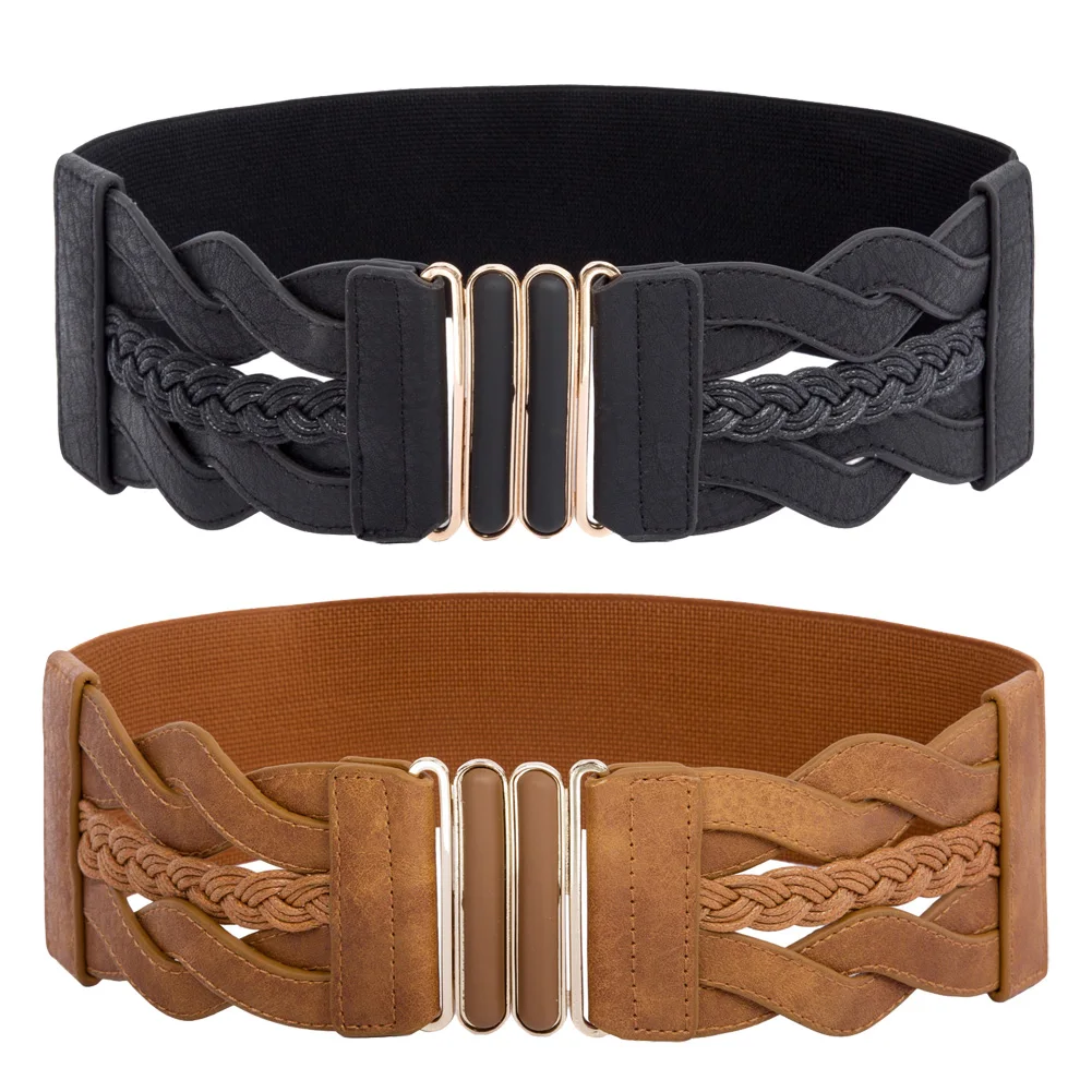 GK Модные женские модные 3 &quotширокие плетеные полиуретановые кожаные эластичные