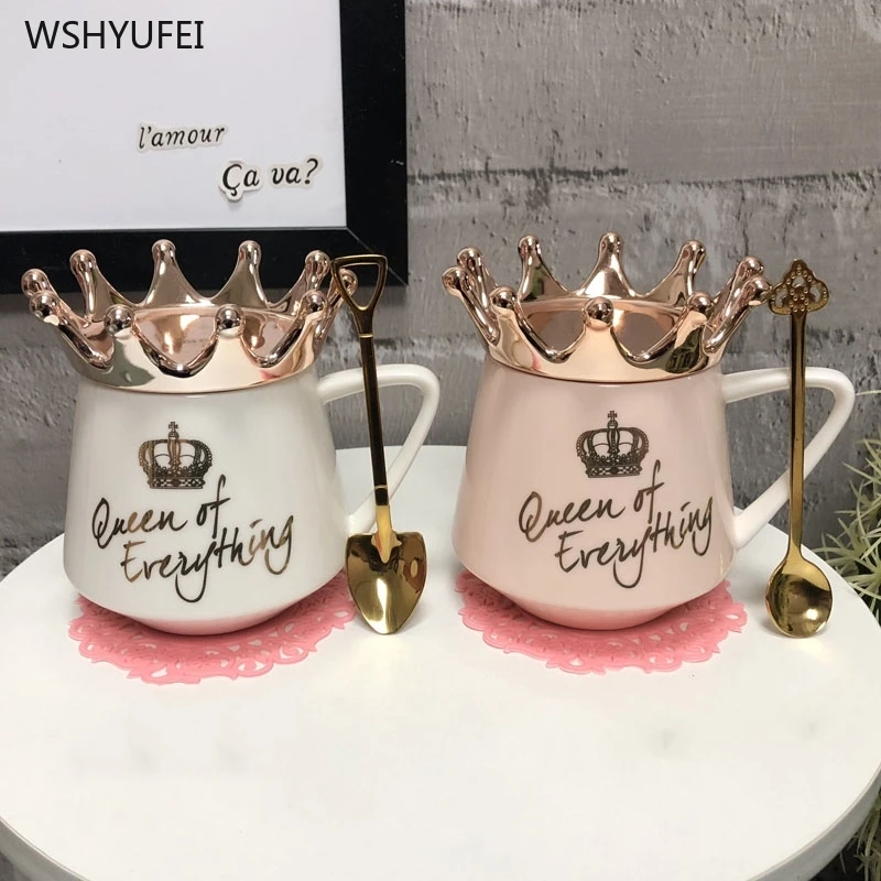Новая розовая белая чашка с короной в скандинавском стиле INS ложкой кофейная