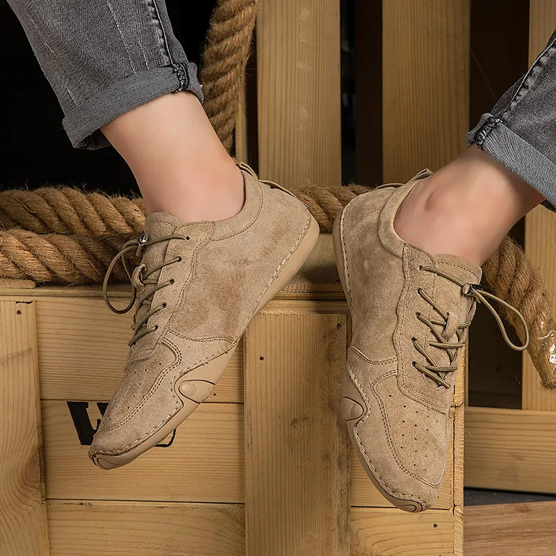 

Men Lace-Up Casual Shoes Fashion Suede Leather Design Moccasins Men Leisure Flats Shoes Men Shoes Big Size