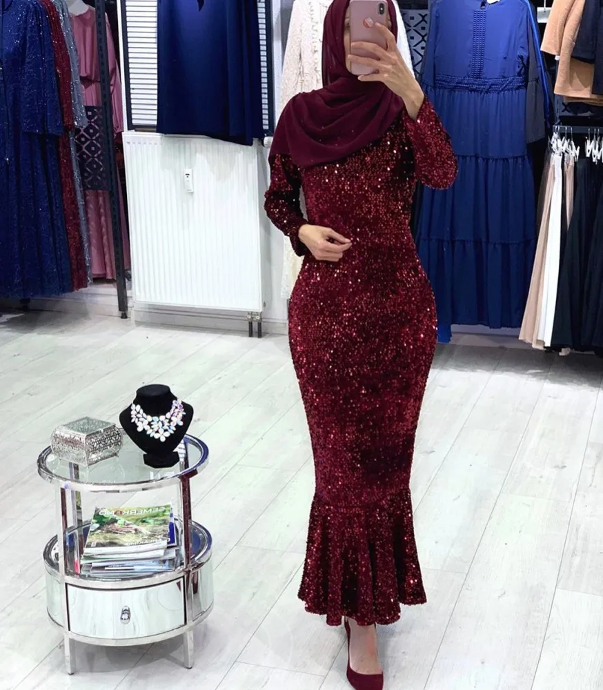 

Short Plus Size Muslim Evening Prom Dresses Dubai 2020 Women's Night Formal Party Gala Dress