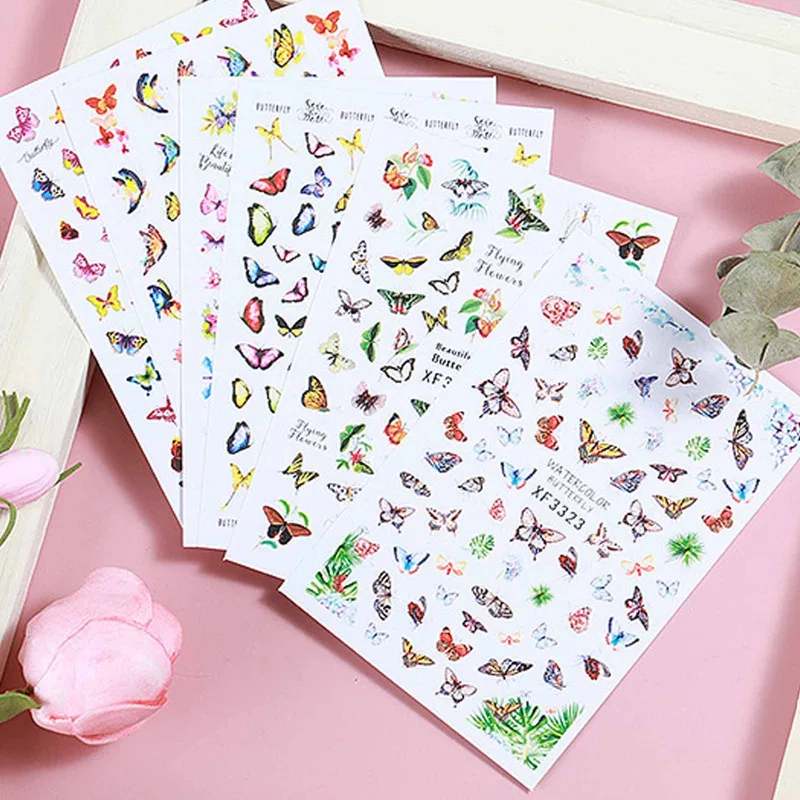 

Наклейки для ногтей в виде бабочек, 6 листов