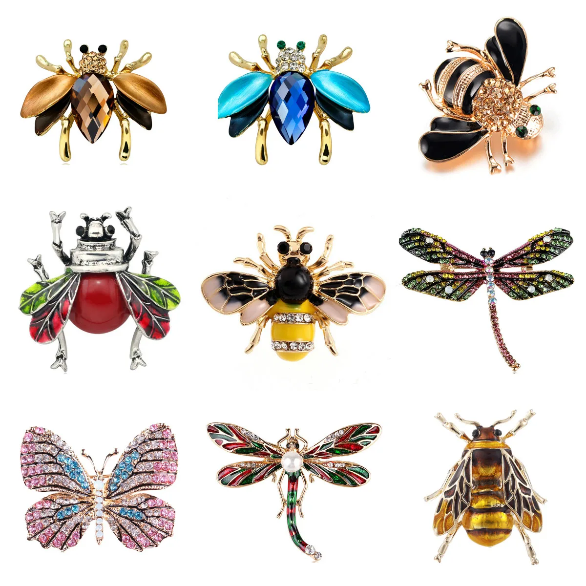 1 шт. милая модная блестящая брошь в виде пчелы с большим кристаллом стразы