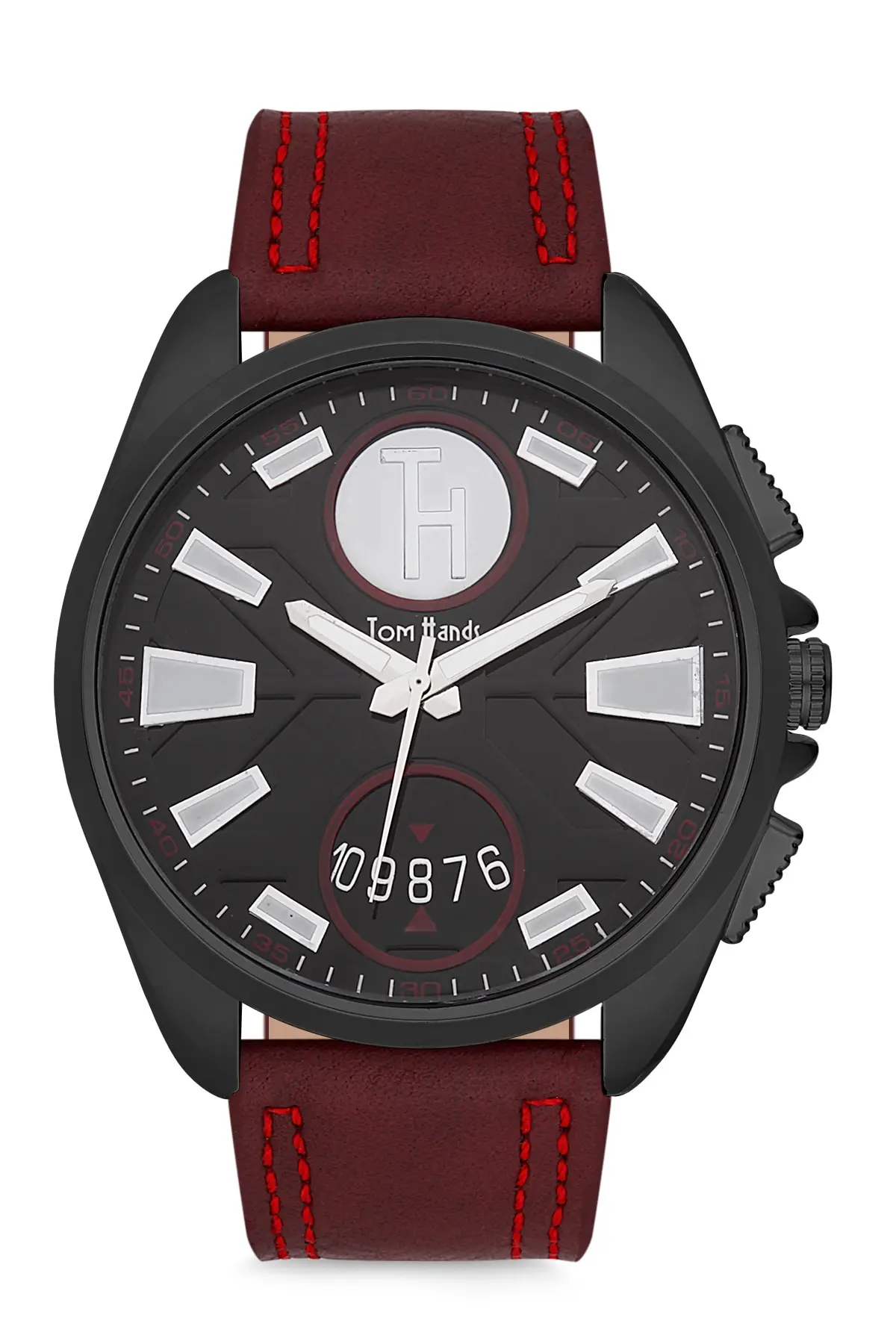 

2020 top Brand Luxury Fashion Men 'S Burgundy Leather Quartz Wristwatches Clock THST1-T0172-EDB33 Tom & Hands