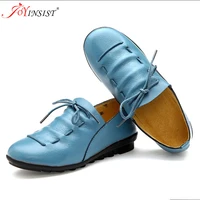 women shoes 2022 new arrival spring lace up genuine leather flats shoes woman rubber sole fashion style