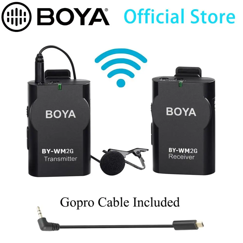 BOYA BY WM2G петличный Беспроводной микрофон с GoPro кабель конвертер для Подкаст Hero3 3 + 4