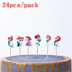 24 звёздочка, мультяшная Русалка, бумажные топперы для кексов, день рождения, аксессуары для торта, товары вечерние Ринок