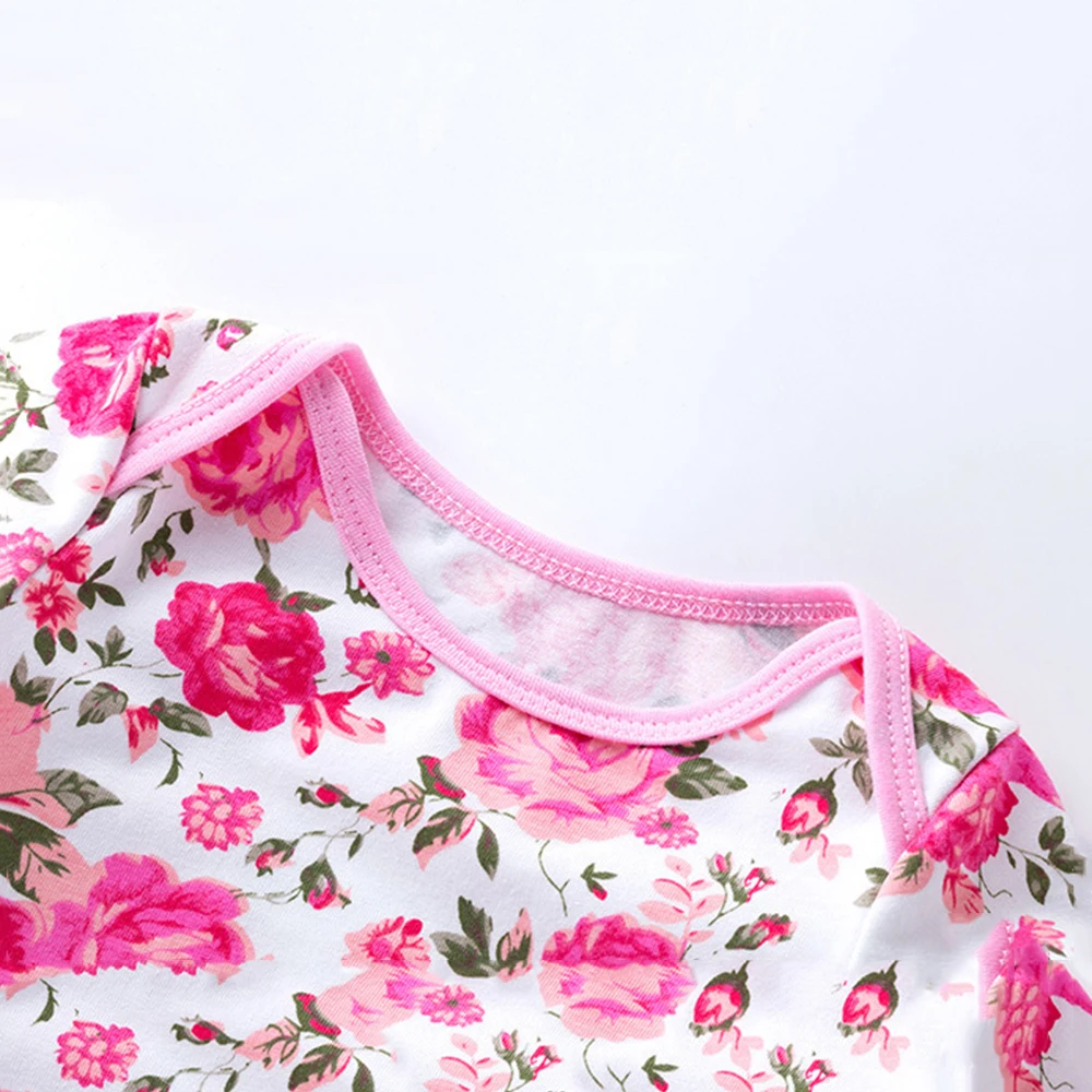 Newborn Baby Girl Flare Sleeve Solid Stripe Leopard Grain Casual Romper Jumpsuit Outfits Clothes Summer Kids Suit |