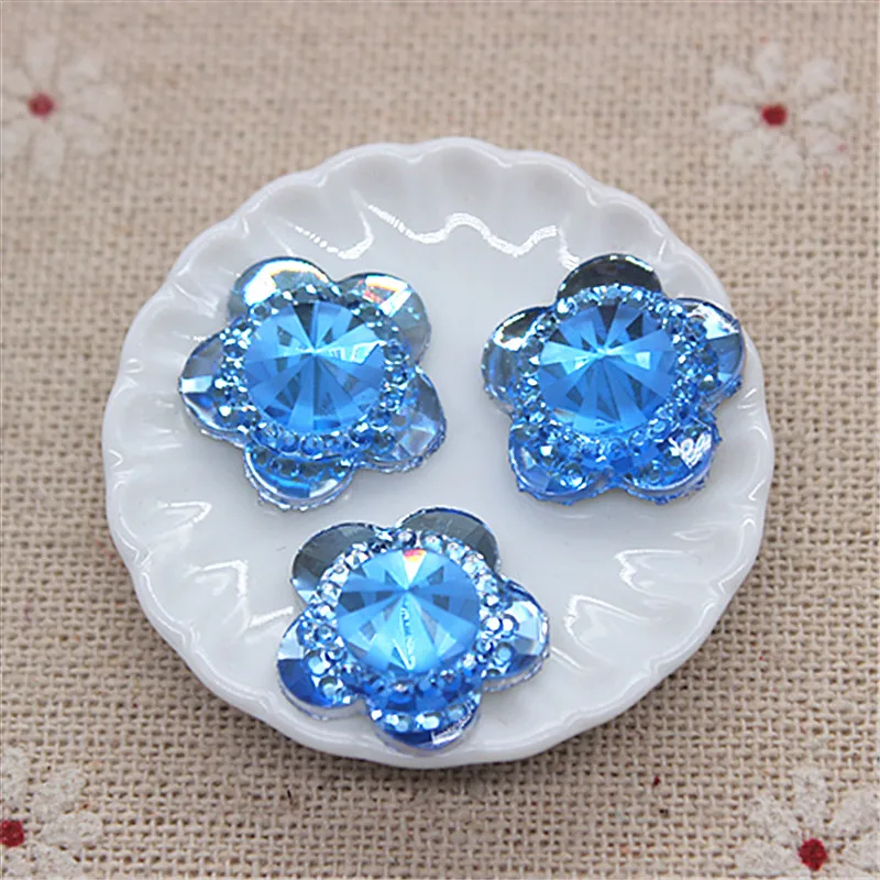 50 шт 16 мм прозрачный/красный/розовый/синий/фиолетовый/золотой смолы Bling Flower Flatback