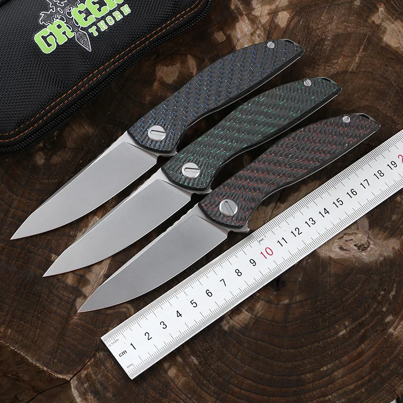 Green thorn hation zero flipper d2 carbon fiber + TC4 titanium knife CF camping knob bag fruit practical survival EDC tool | Инструменты