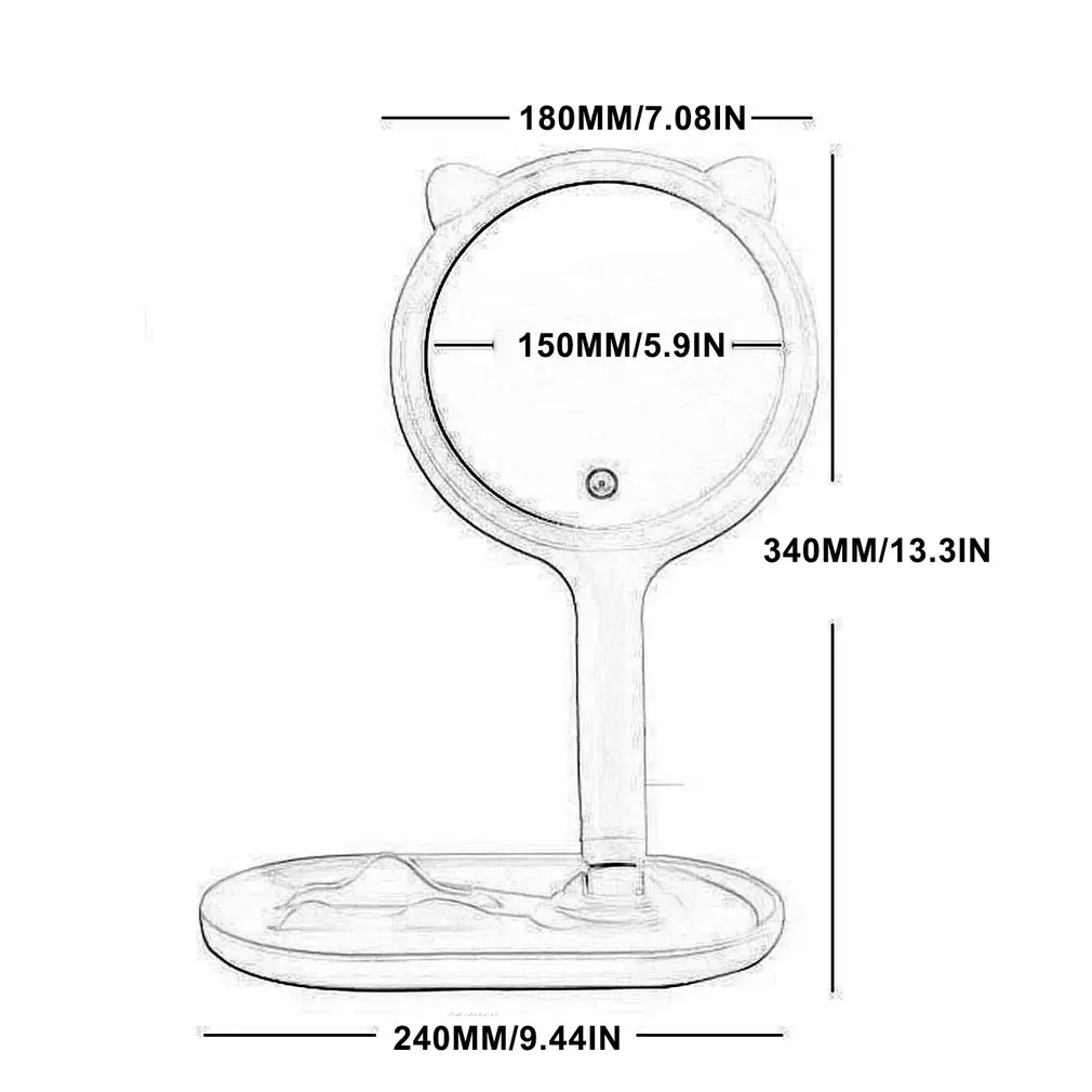 

LED Makeup Mirror With Light Ladies Makeup Lamp With Storage Desktop Rotating Mirror Round Shape Cosmetic Mirrors Christmas Gift