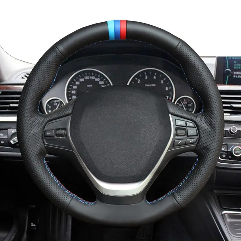 

Ручная строчка, обувь черного цвета из натуральной кожи чехол рулевого колеса автомобиля для BMW F20 F21 F22 F23 F30 F31 F34 F32 F33 F36