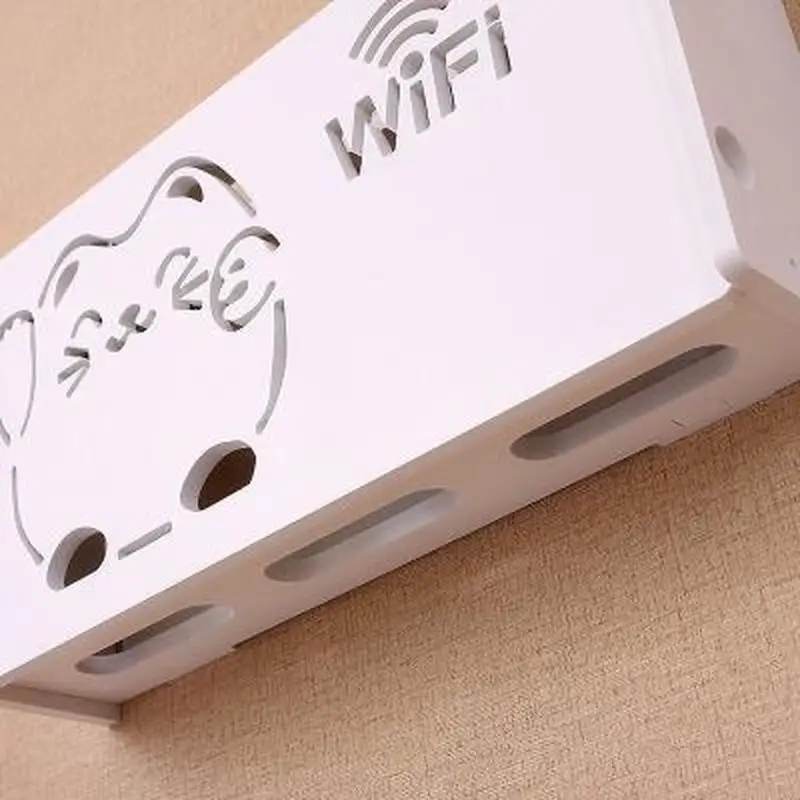

Wireless Wifi Router Storage Box Wall Shelf Hanging Bracket Cable boxes Wood-Plastic Home Decor Router Organizer Box WY60921