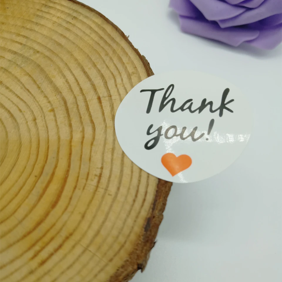 

100pcs/pack Red Love White Grass Body Thank You Round Self-adhesive Gift Cake Baking Sealing Sticker