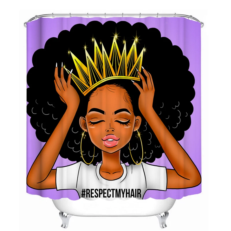 Африканские женщины с короной Водонепроницаемая занавеска для душа модная