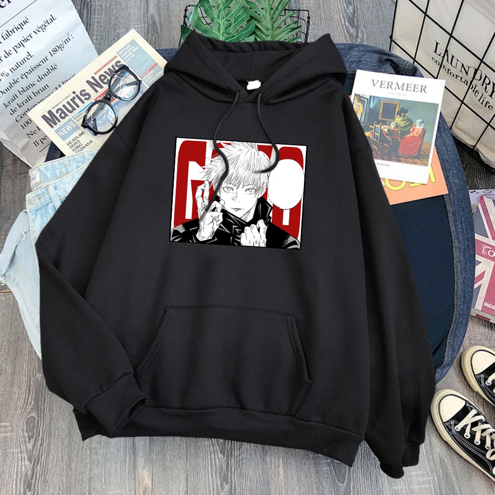 

Gojo Kaisen Jujutsu Handsome Character Streetwear 2021 Gothic Woman Hoodie Hip Hop Loose Hooded Harajuku Fleece Woman Hoodies
