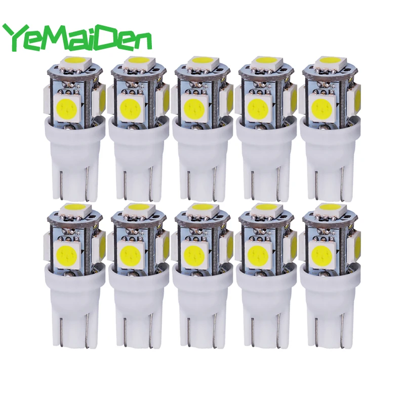 10 шт. Автомобильные светодиодные лампы T10 5W5 W5W 12 в 7000K 5050 5 SMD 5W5|Сигнальная лампа| |