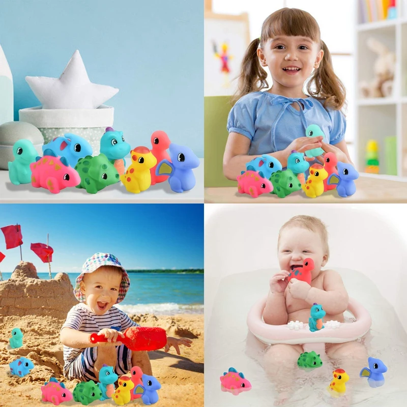 

8PCS Glowing Dinosaur Baby Bath Toy Flashing Color Changing Light in Water Floating Bathtub Toys for Toddlers&Infant