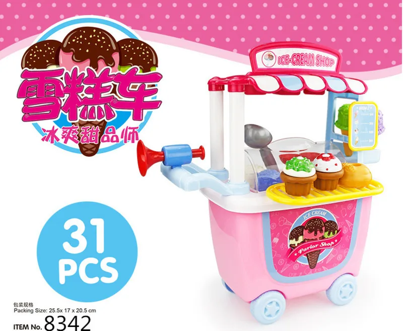 Children Pretend Play 34pcs/Set Trolley House Booth Educational Toy Super Funny Mini Role Play Toys Kitchen Workbench Bauble