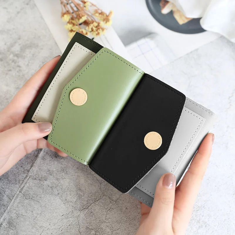 

2021 New Women Wallets Short Section Korean Version Small Three Fold Wallet Stylish and Simple Clutch Bag Wallet Wallet Coin