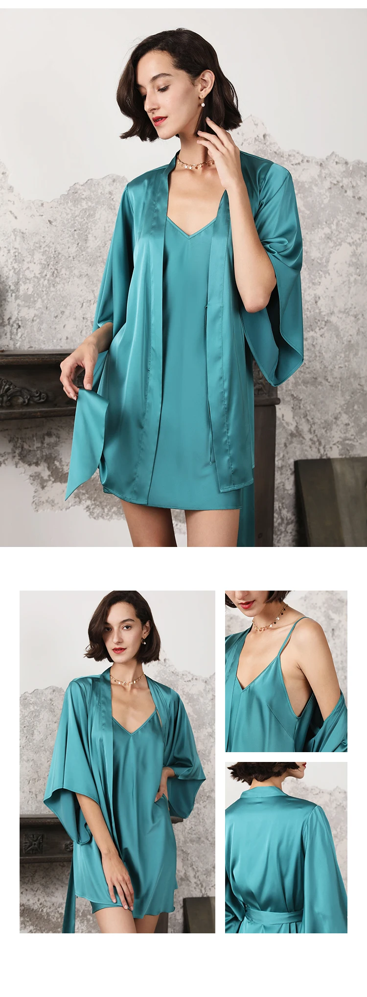 LILYMODA Высокое качество удобные женские из искусственного шелка сексуальное кимоно Ночная рубашка Свадебные вечерние Халаты для невесты