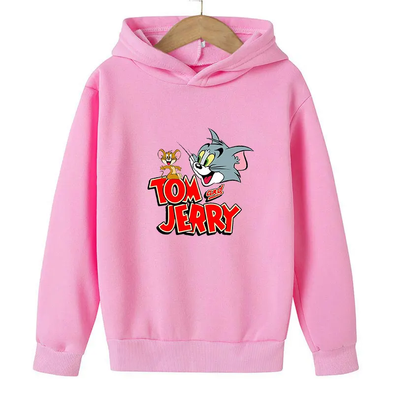 2021 The New Kids Tom Cat Hoodies Children Autumn Winter Sweatshirts Cartoon Girls Long Sleeve Pullover Jerry Boys Streetwear | Детская