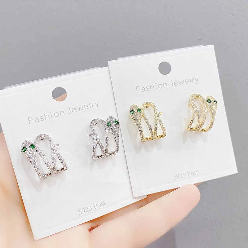 

Wholesale Sterling Silvers Needle INS Snake-Shaped Noble-Jeweled Stud Earrings Trendy Fashion Design